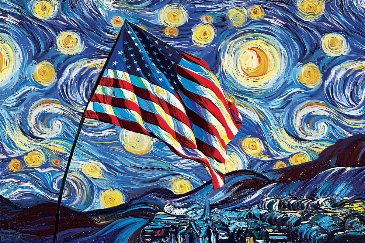 USA Flag Starry Night