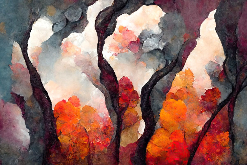 Abstract Foggy Autumn Forest