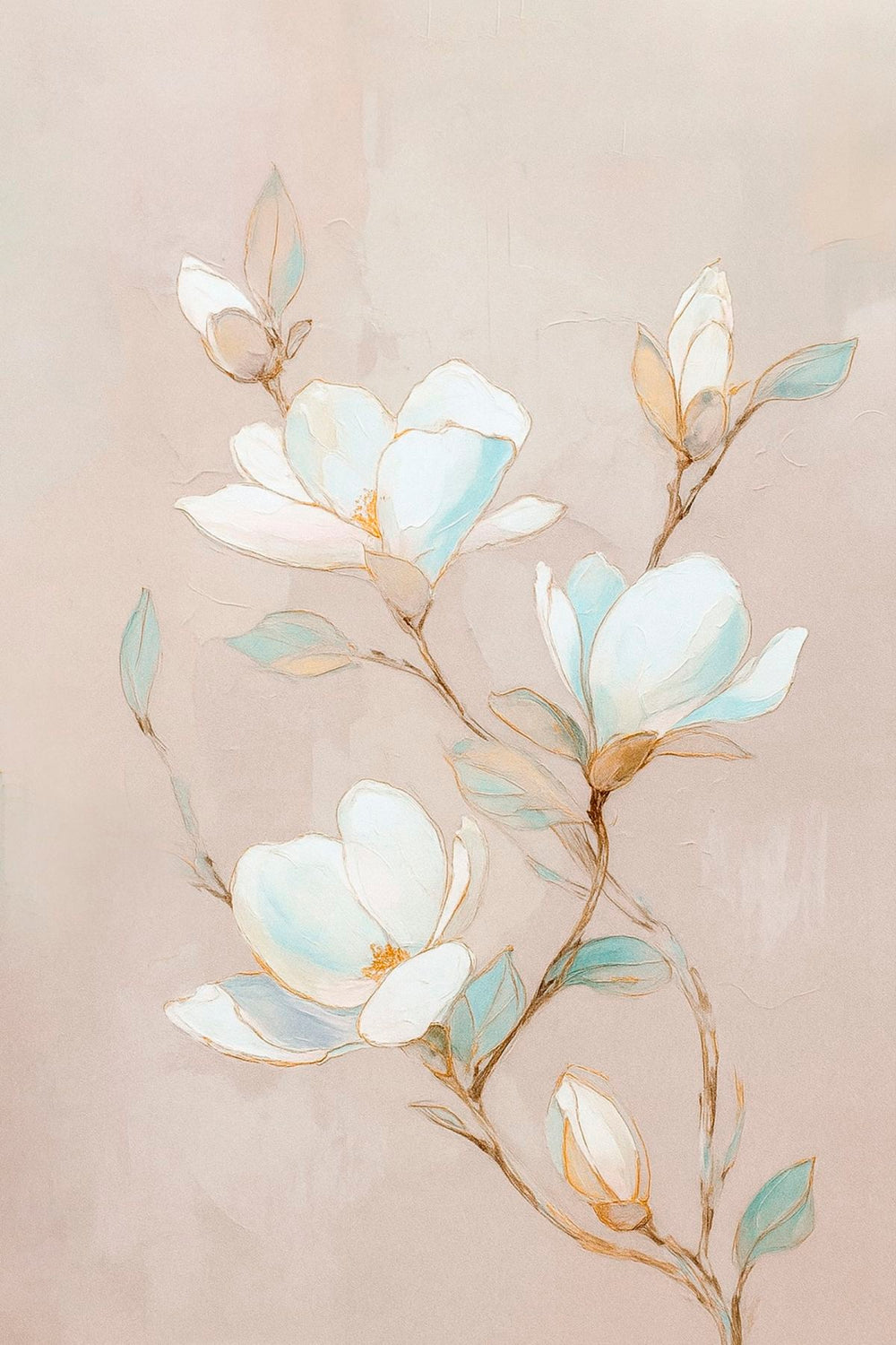 Blooming Magnolia Branch In White I