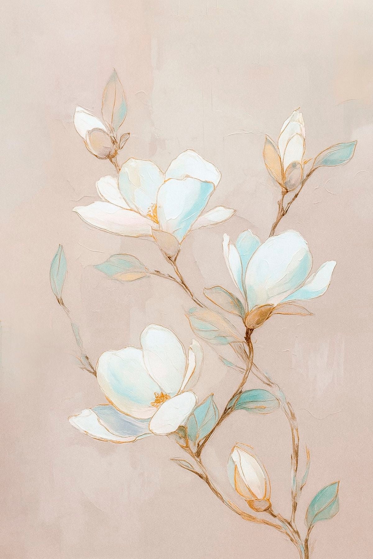 Blooming Magnolia Branch In White I
