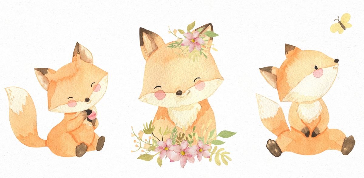 Floral Baby Fox