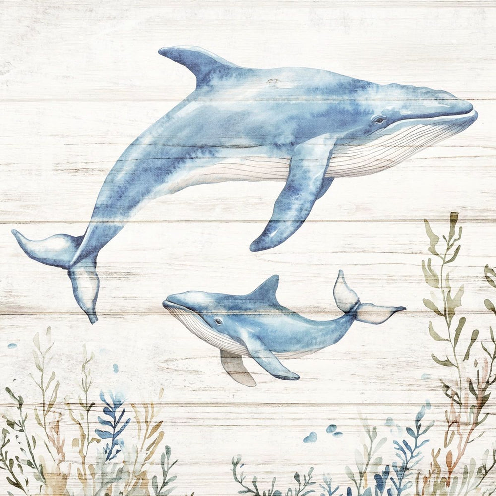Dolphin With Baby Underwater Wall Art