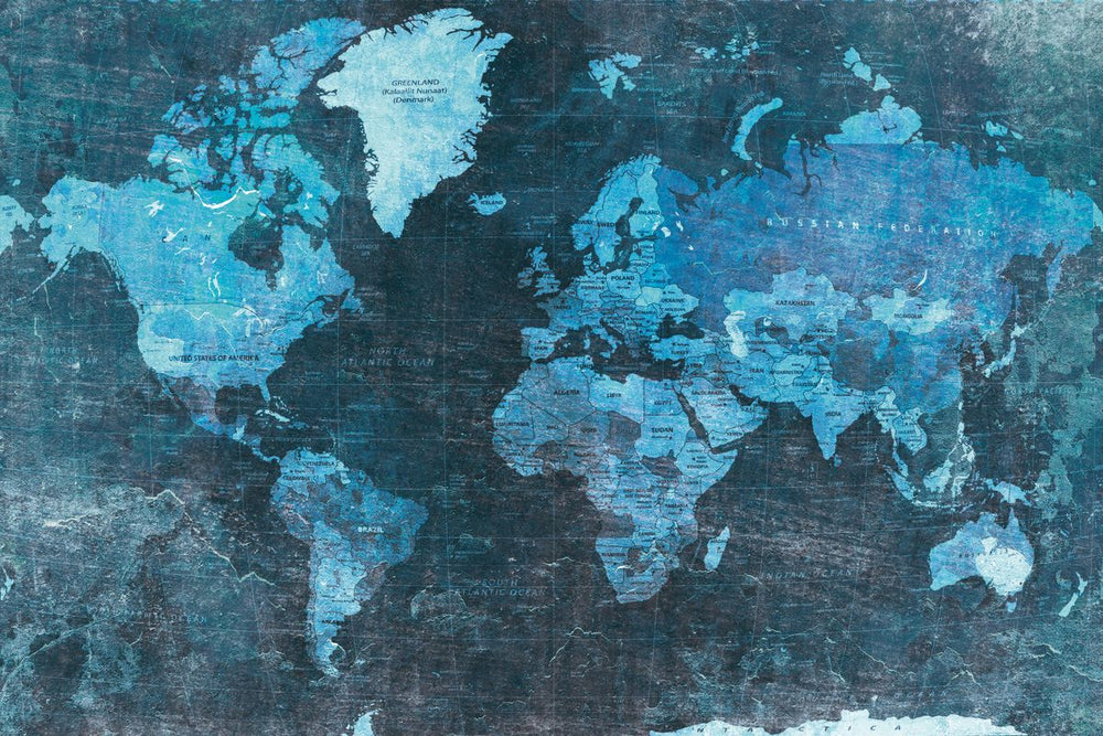 Antique Blue World Map