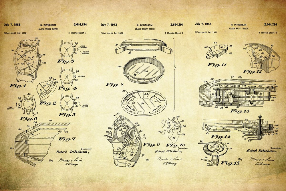 Alarm Wrist Watch Vintage Patent