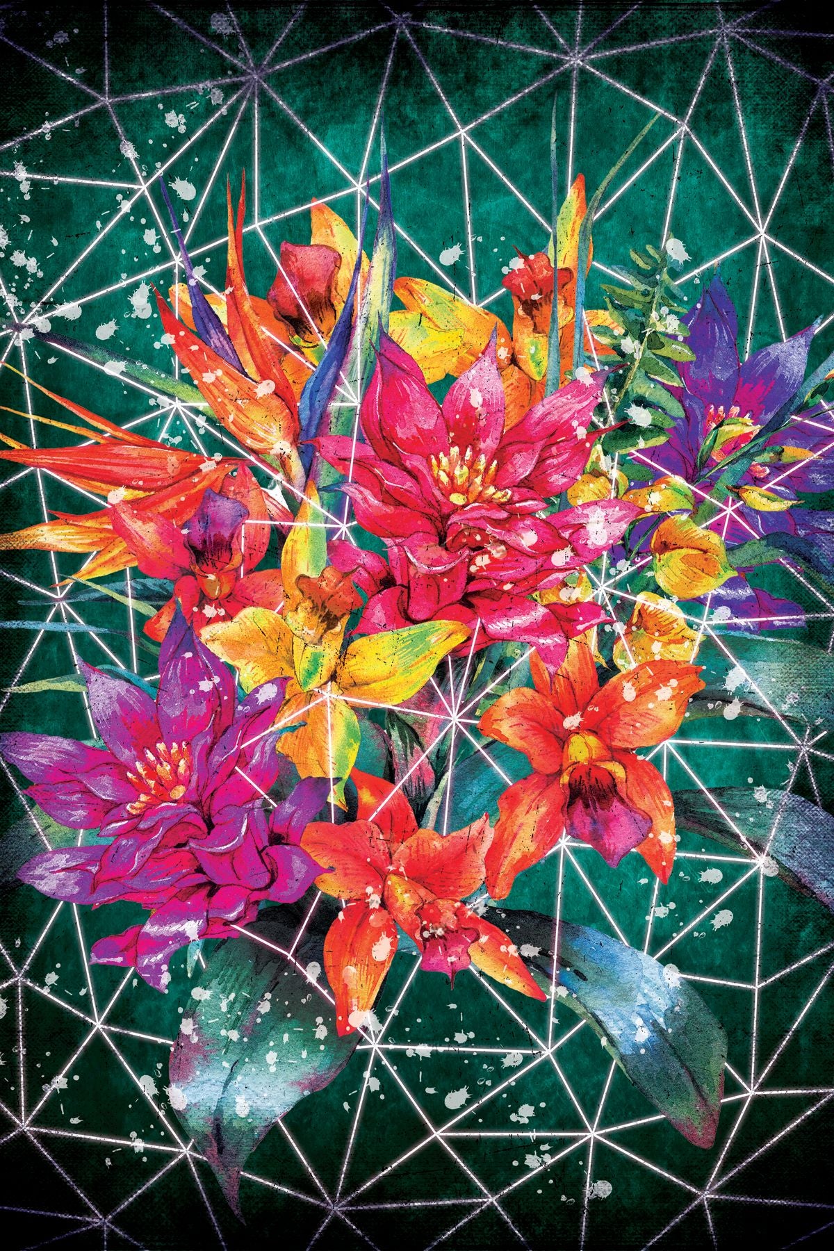 Vibrant Geometric Wildflowers