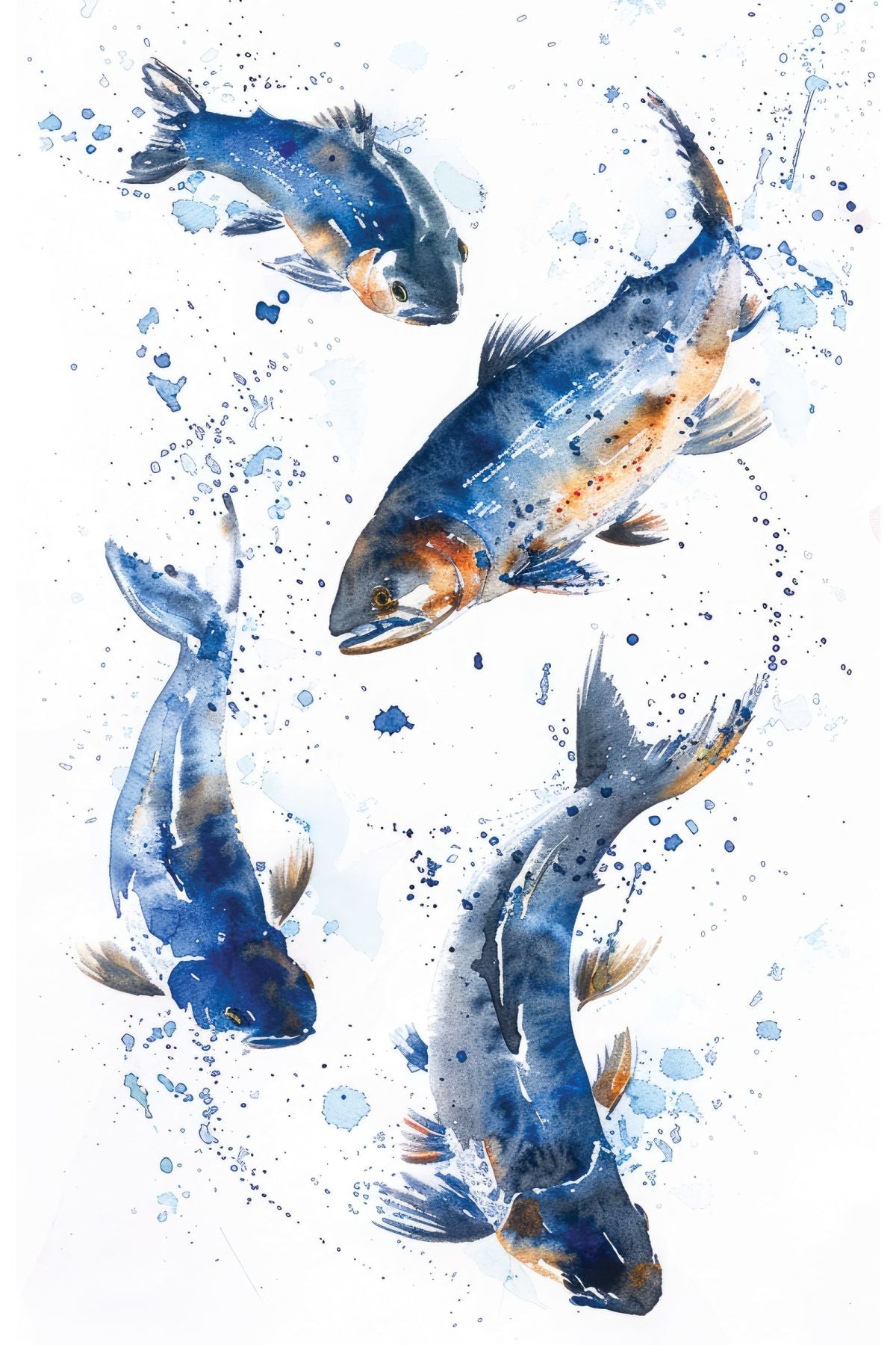 Group Of Trout Watercolor Splash