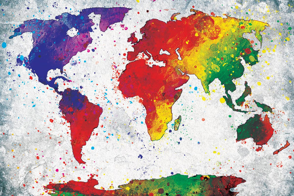 Rainbow Color Splash World Map