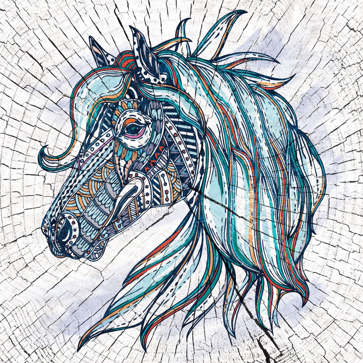 Horse With Ethnic Doodle