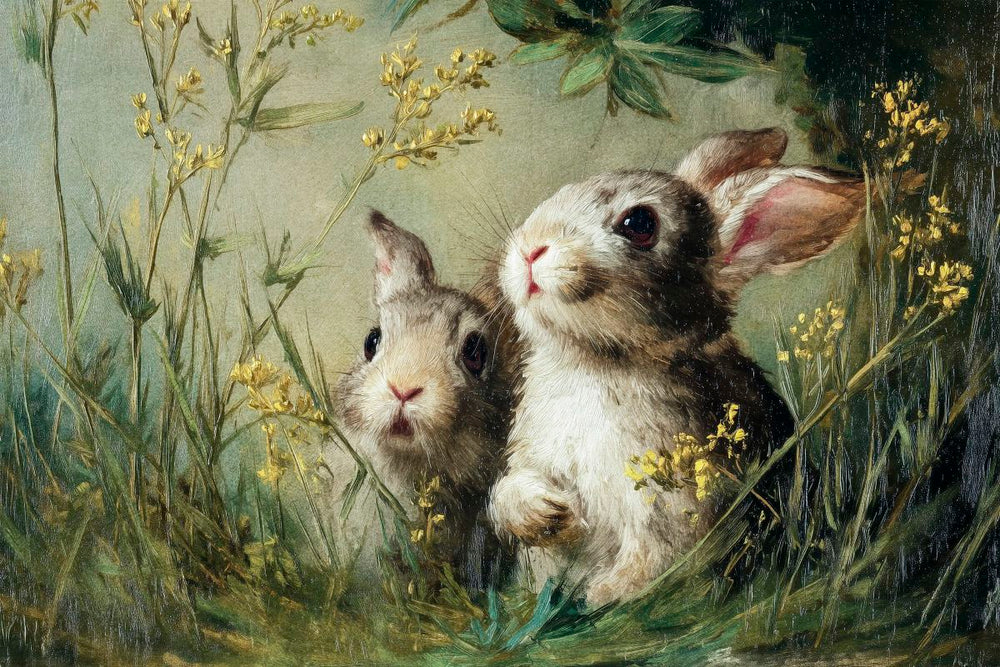Curious Bunnies in Wildflower Field