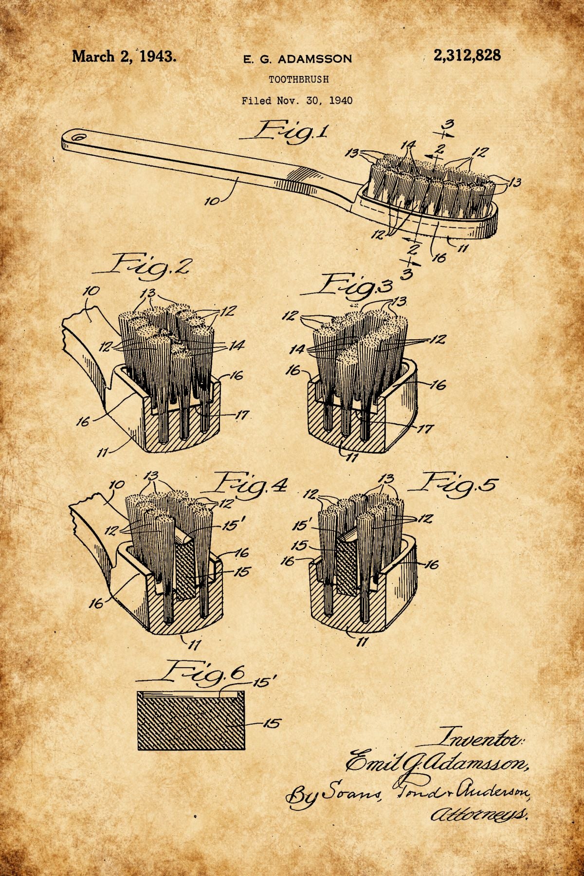 Toothbrush Vintage Patent