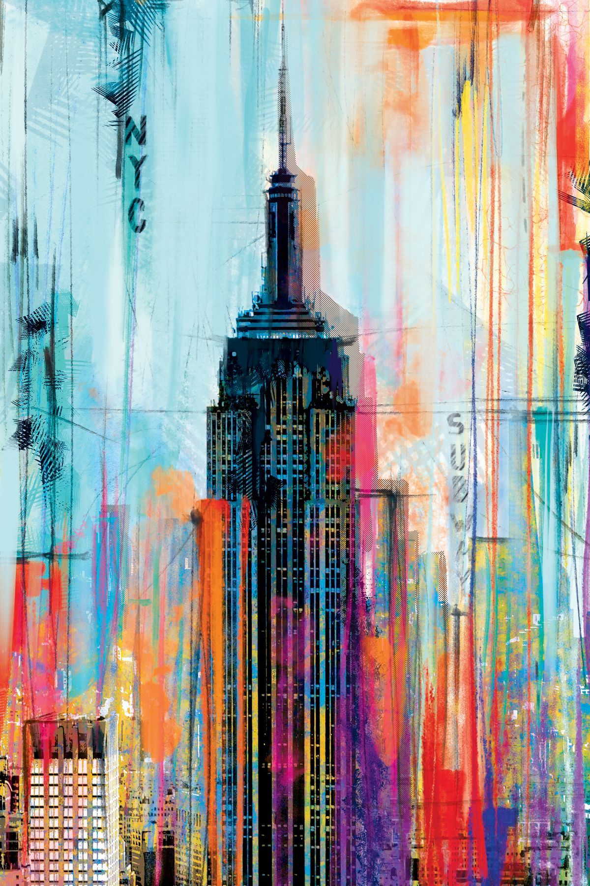 Empire State Building Color Grunge
