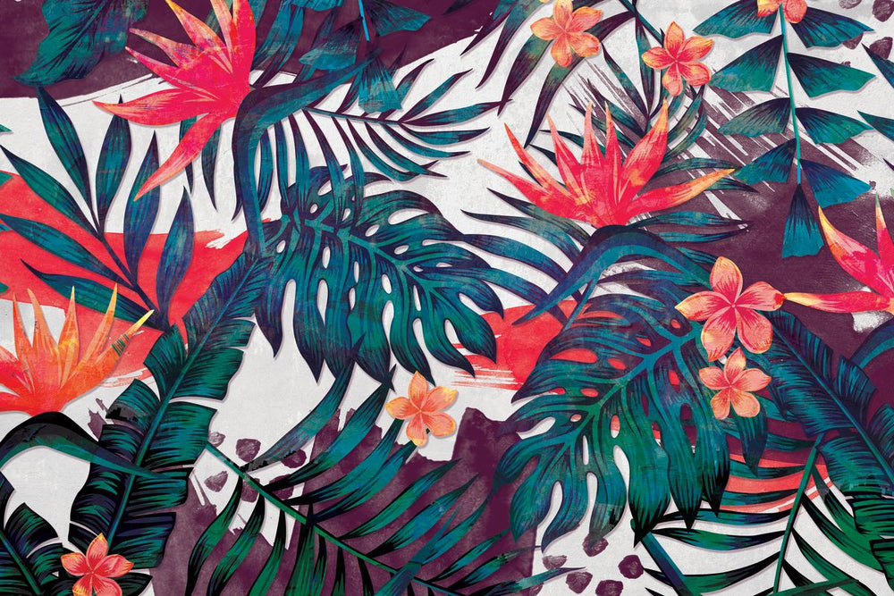 Tropical Palms And Flowers
