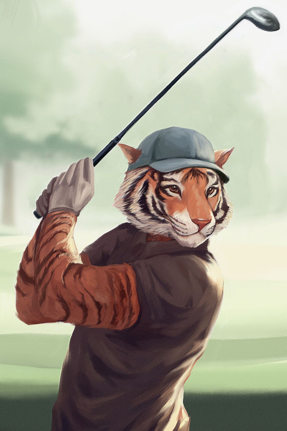 Tiger Playing Golf