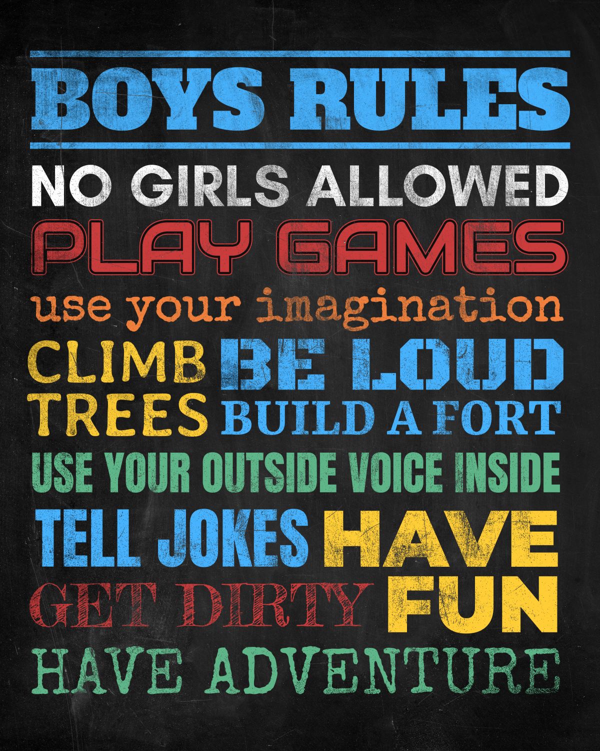 Boys Rules Typography