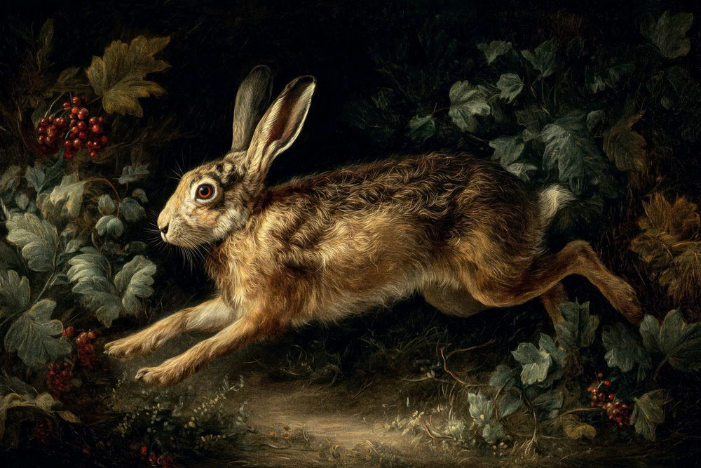Leaping Hare in the Forest