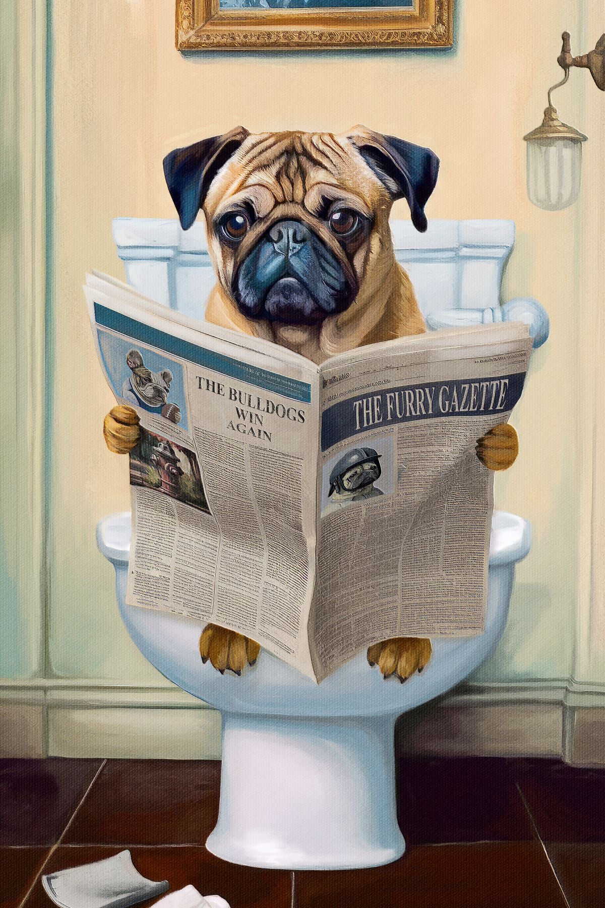 Pug On A Toilet
