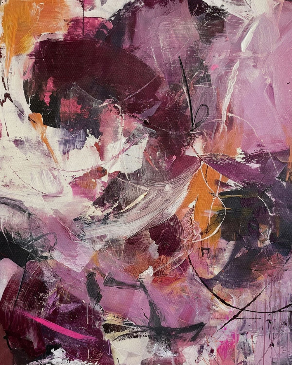 Pink Abstract Brushwork