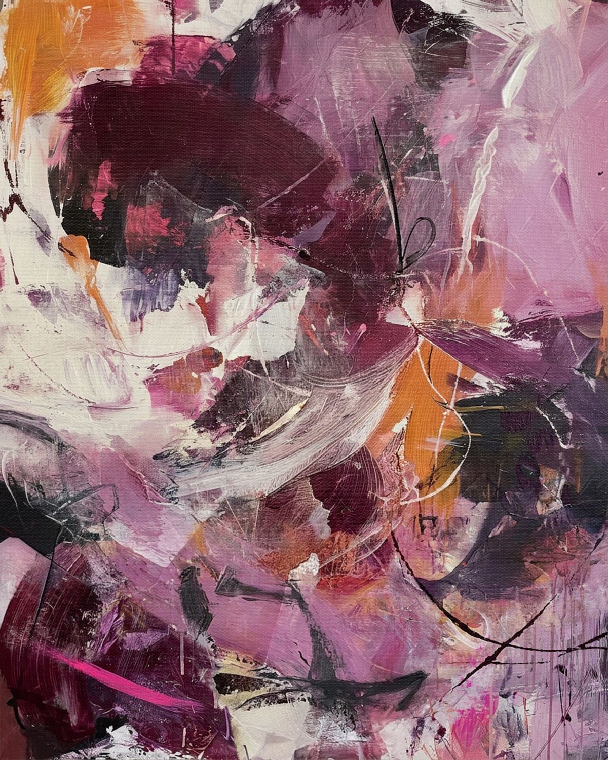 Pink Abstract Brushwork