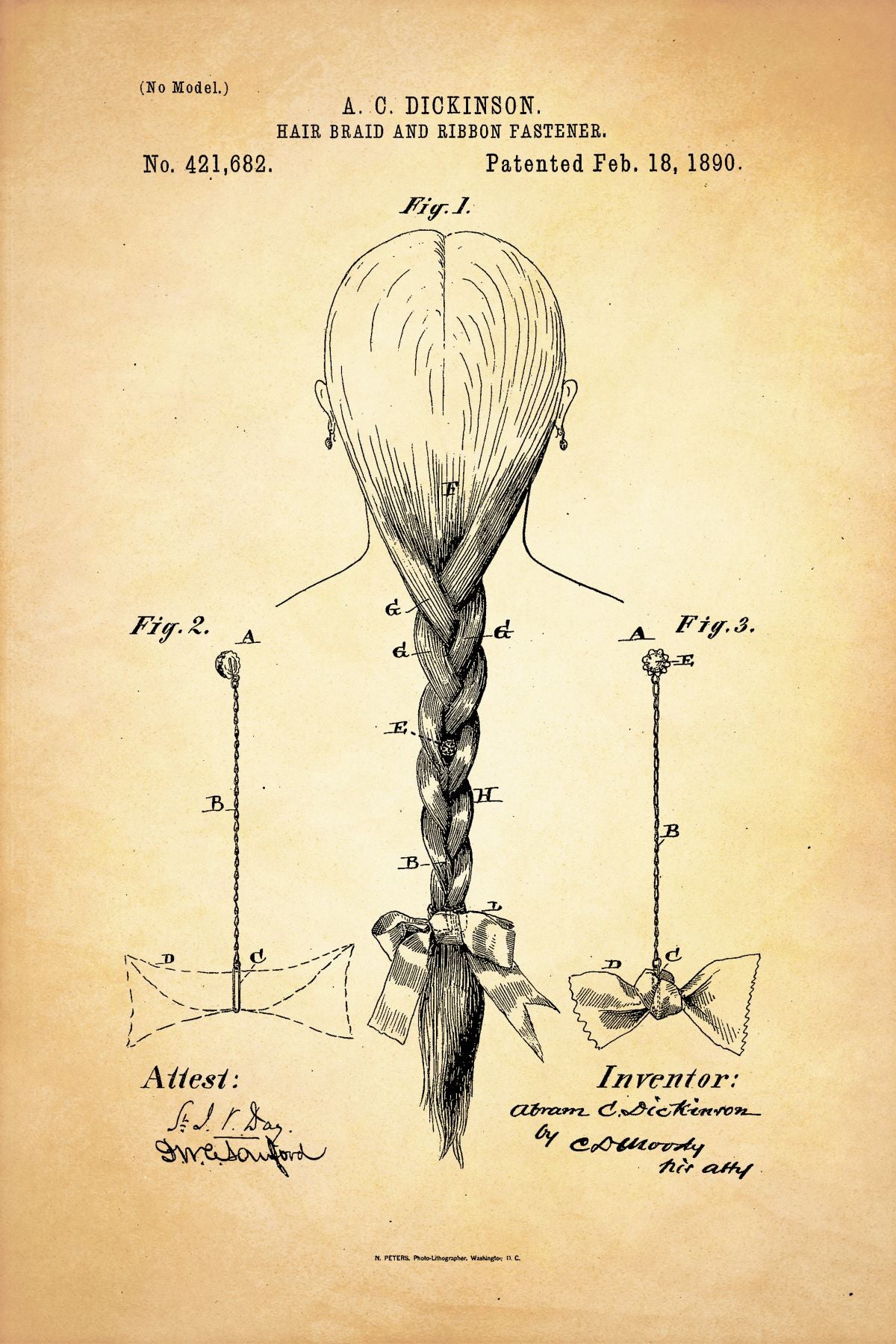 Hair Braid And Ribbon Fastener Patent