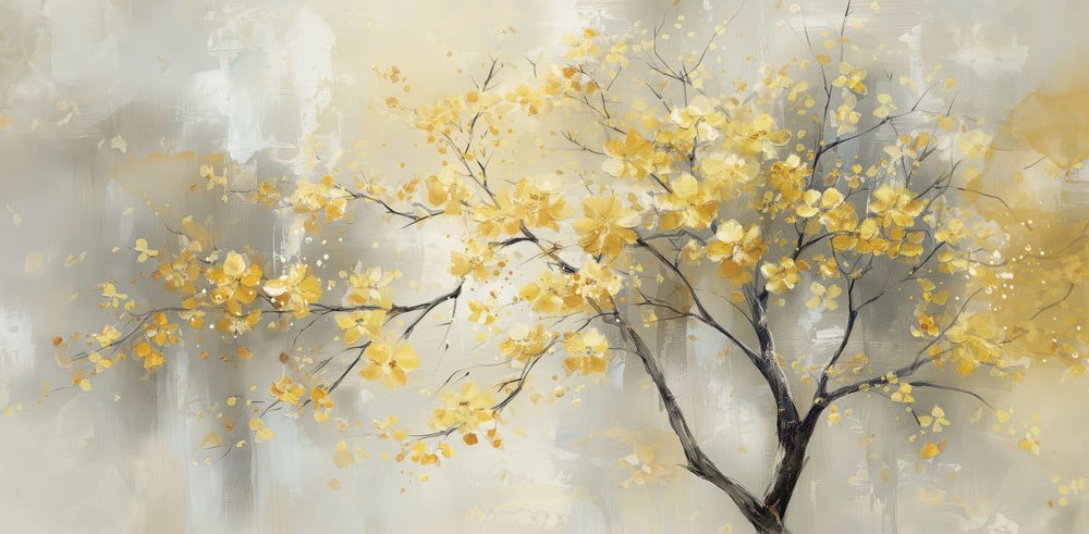 Golden Blossoms On Tree Branches