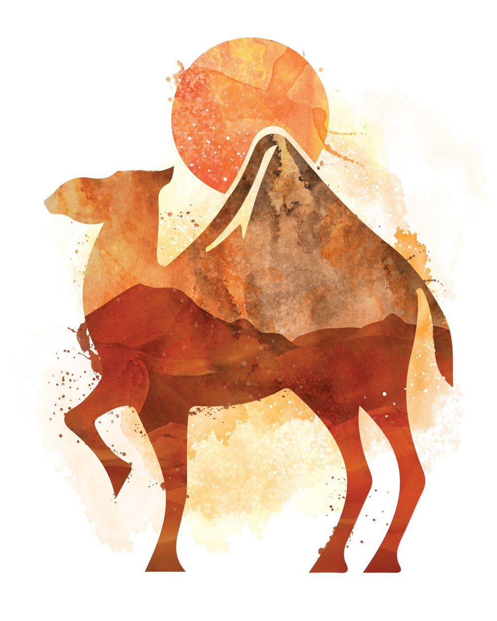 Camel Watercolor Silhouette
