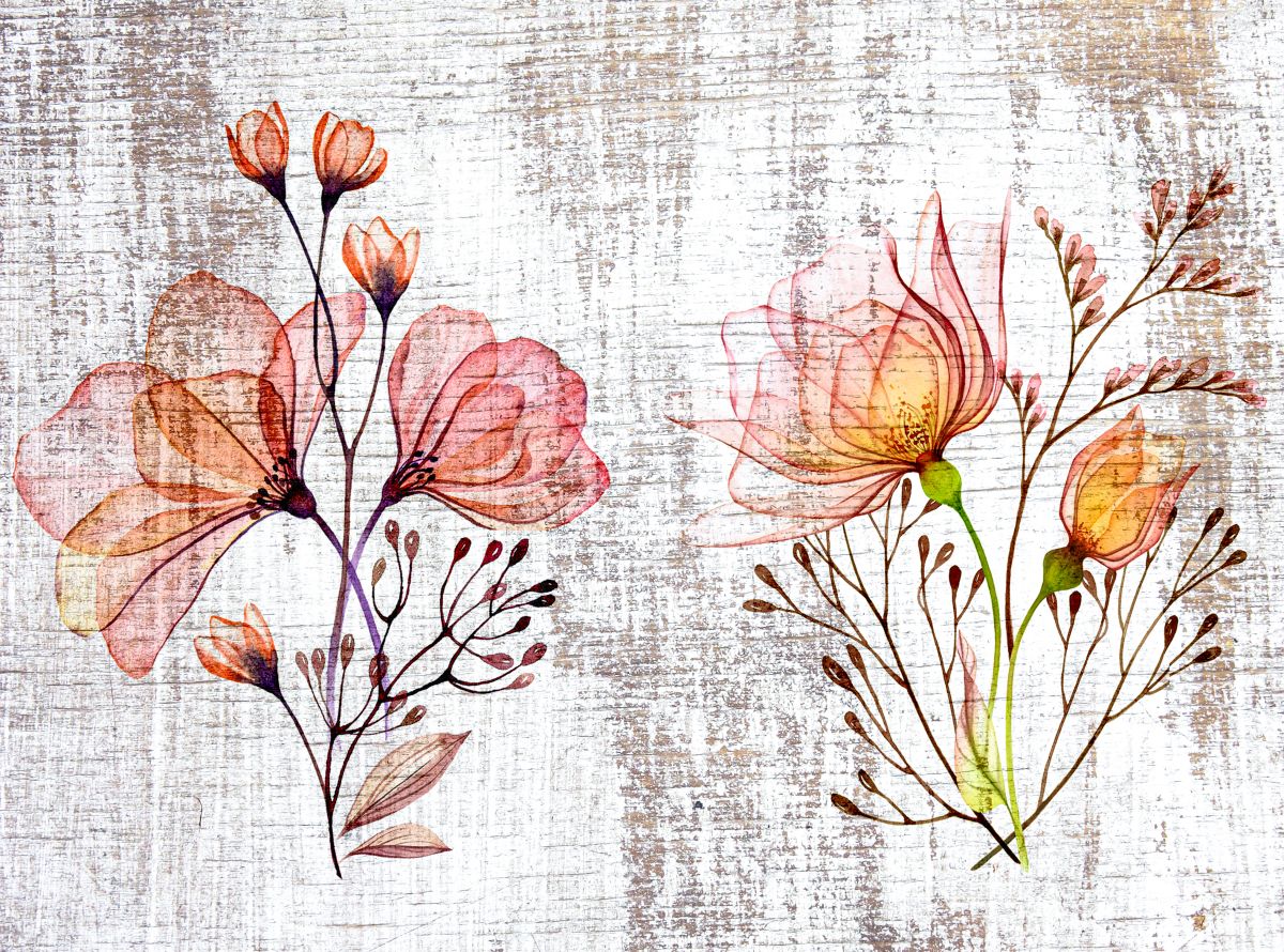 Rustic Flowers On Wood