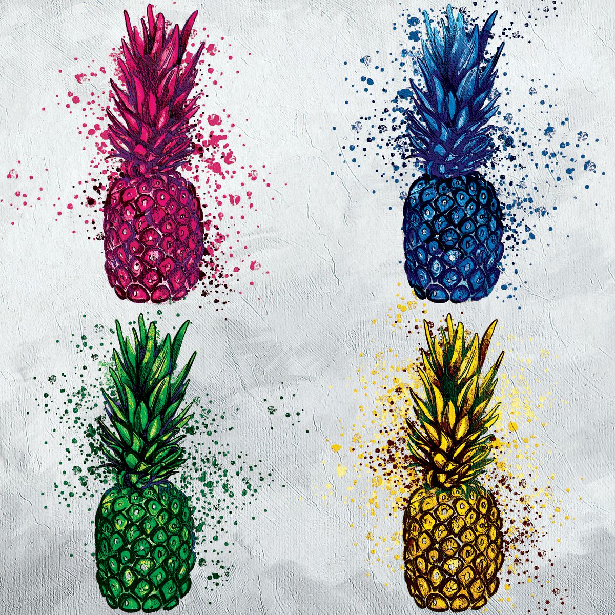 Diverse Pineapples Color Splash Paint