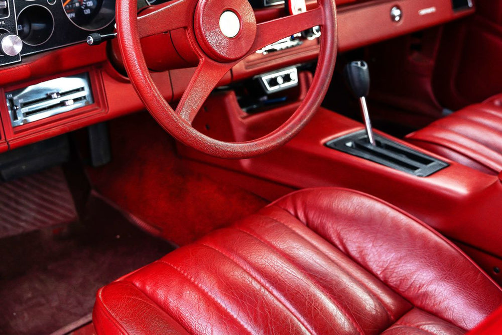 Red Interior Of A Classic Car