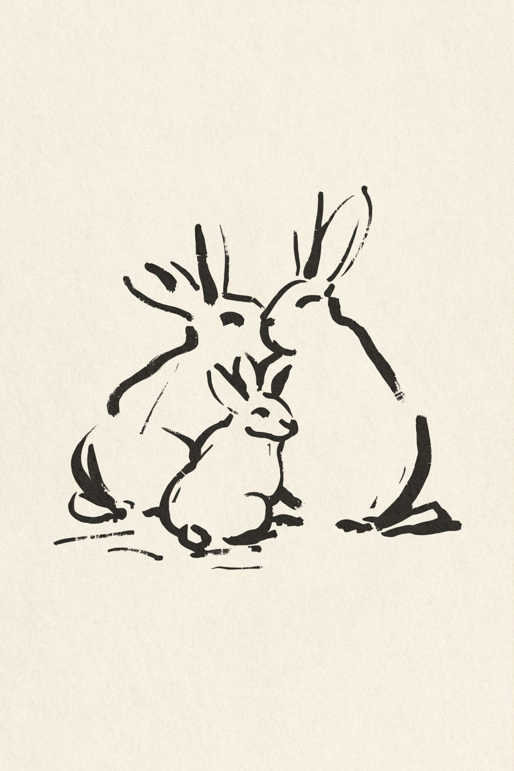 Rabbit Family Ink Sketch