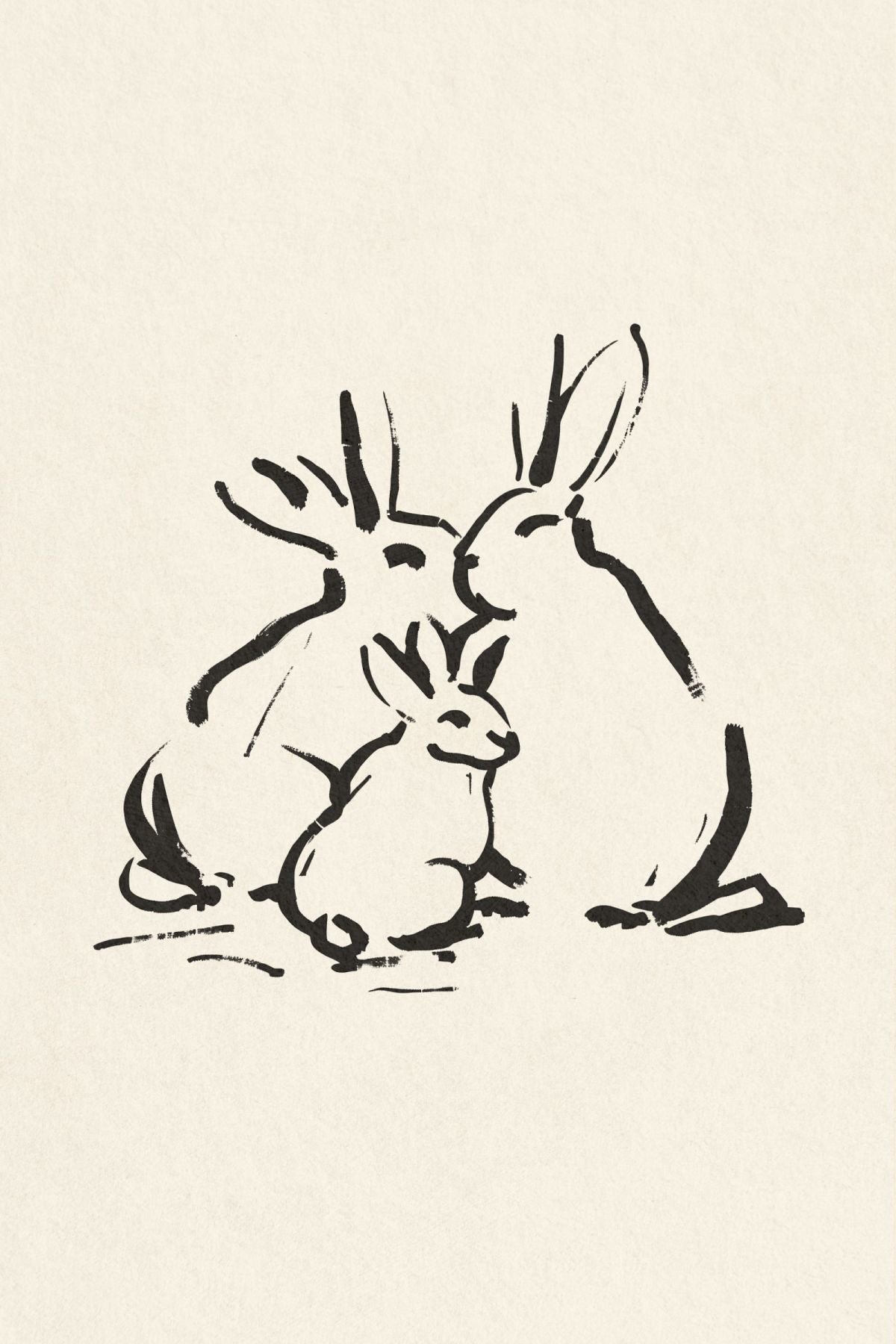 Rabbit Family Ink Sketch