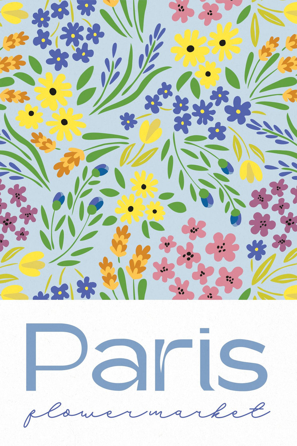 Paris Colorful Flower Market Poster