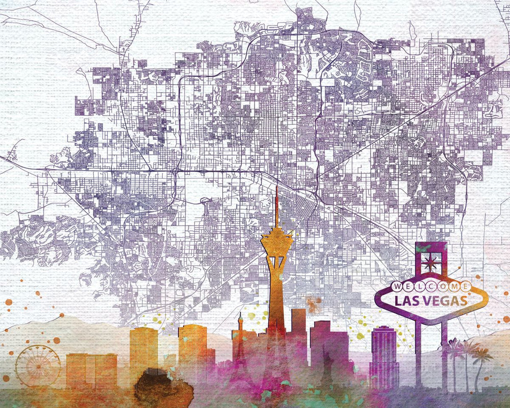 Las Vegas Skyline City Map