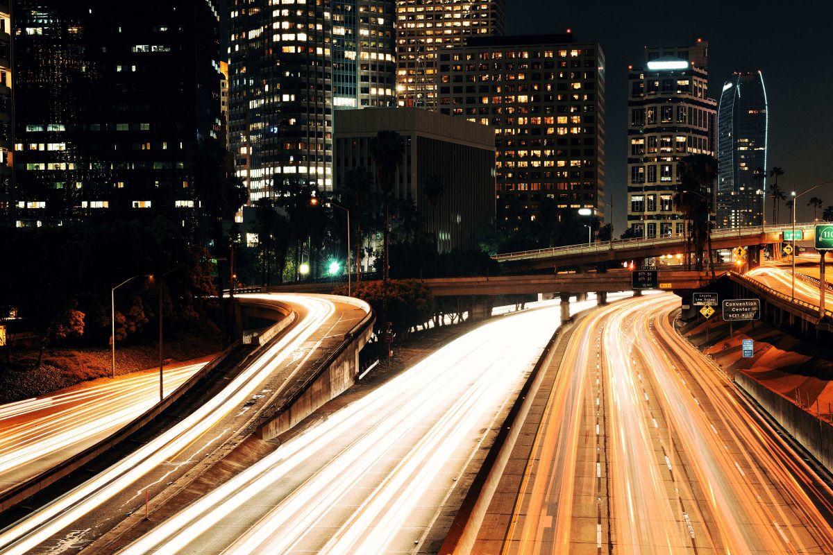 Freeway At Night In Downtown LA