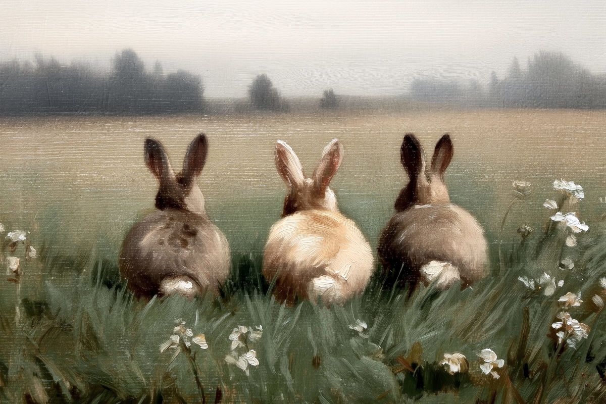 Three Rabbits in a Field