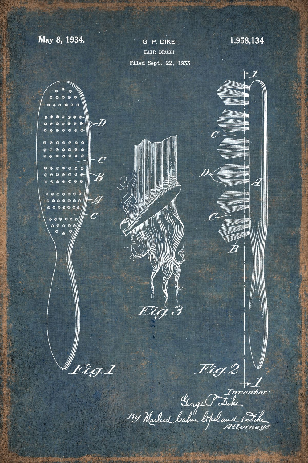 Hair Brush 1934 Patent