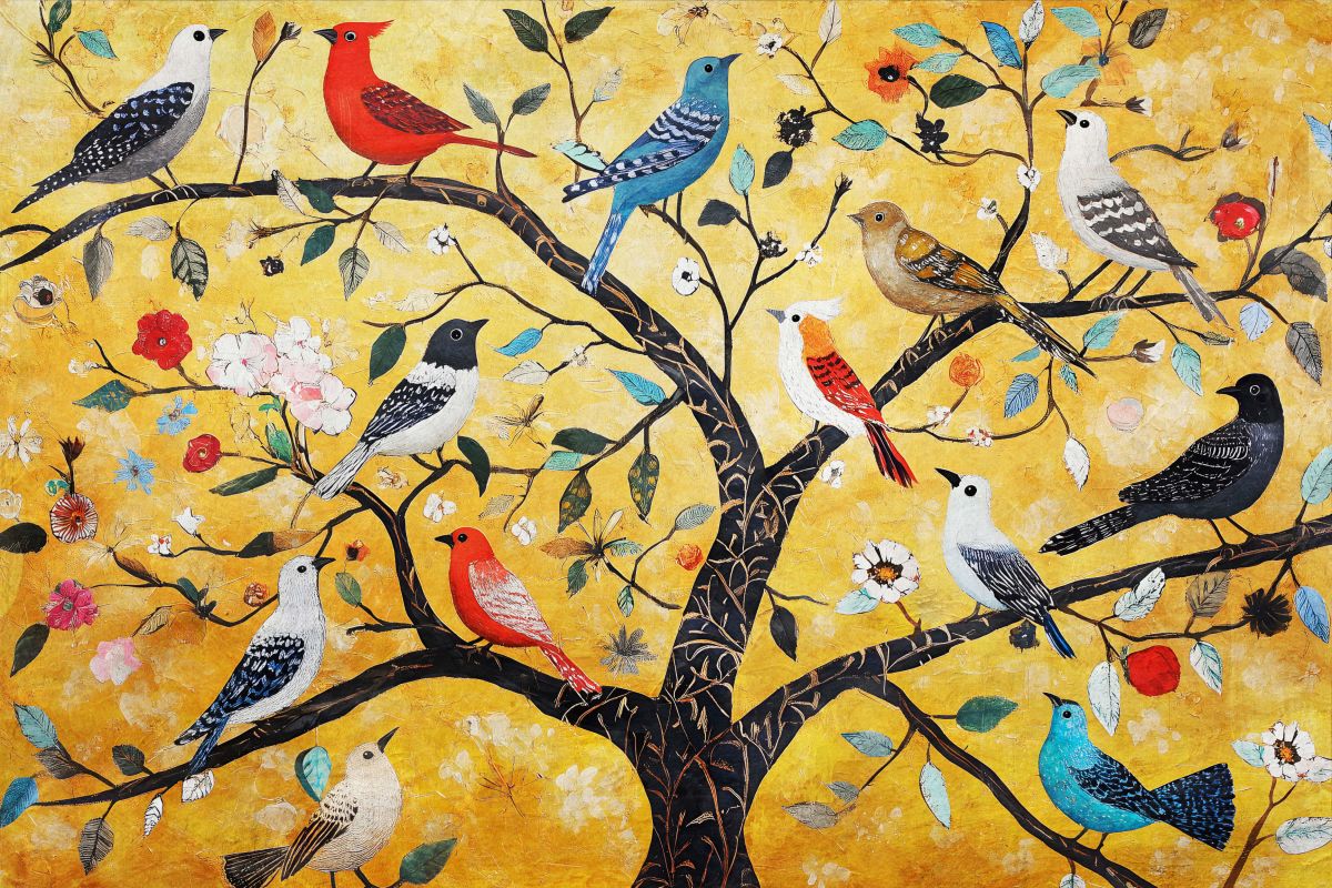 Cheerful Flock Of Birds