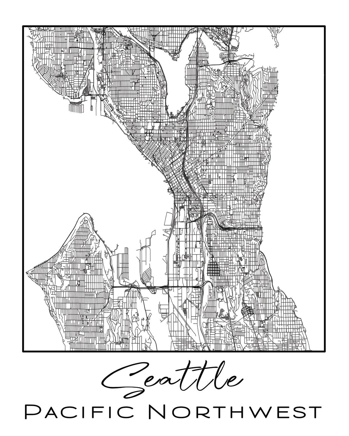 Minimalist Seattle City Map