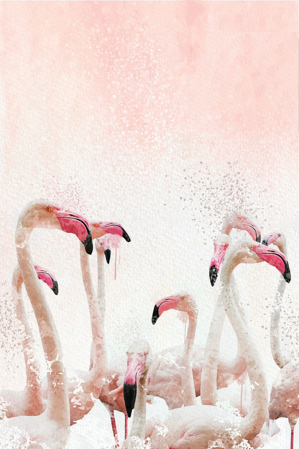 Flamingo Crowd Color Splash
