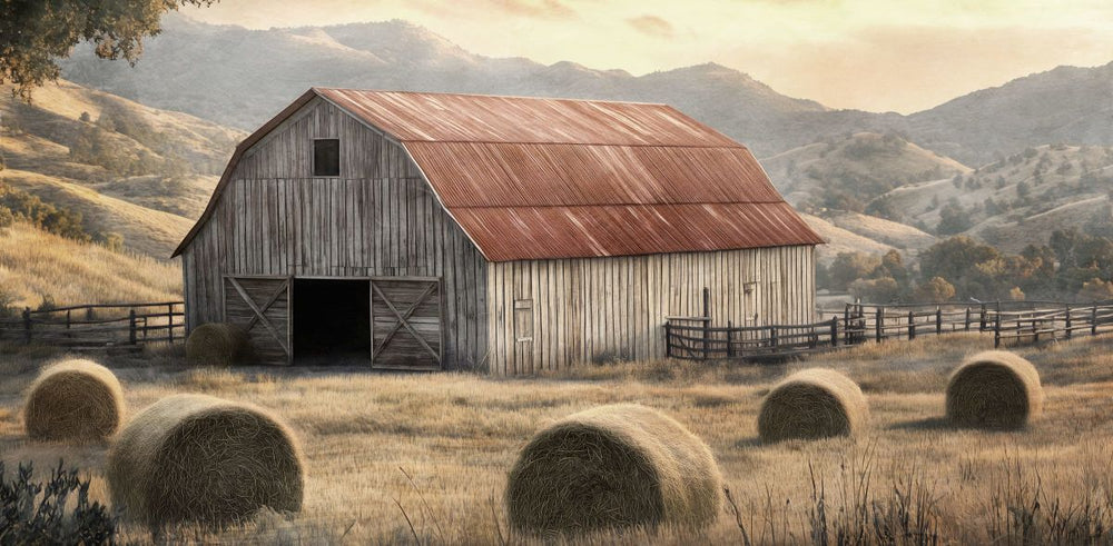 Barn And Hay Bales IV