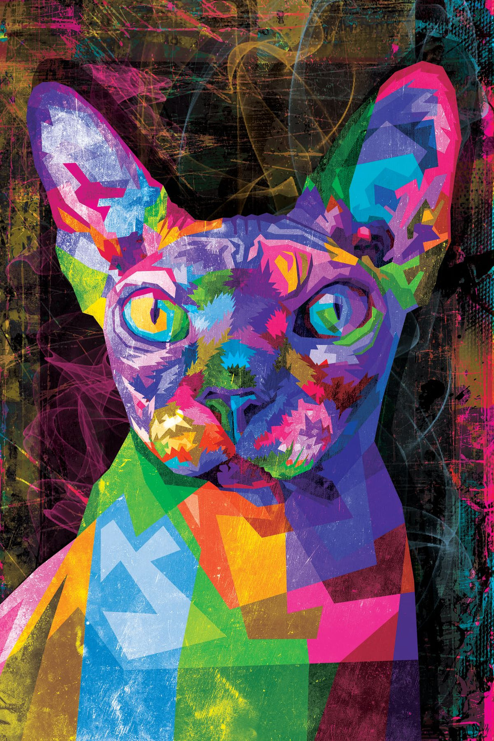 Sphynx Cat Multicolored Abstract