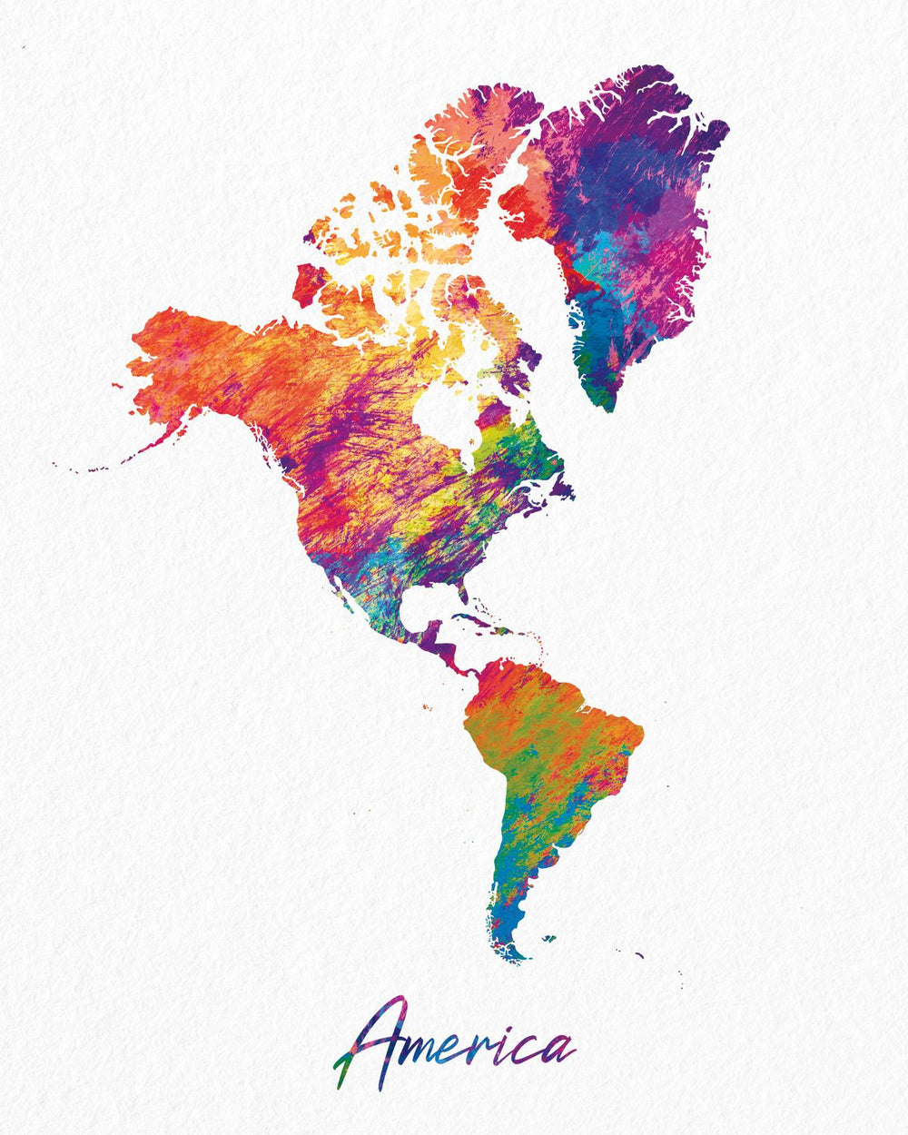 Rainbow America Continent Map