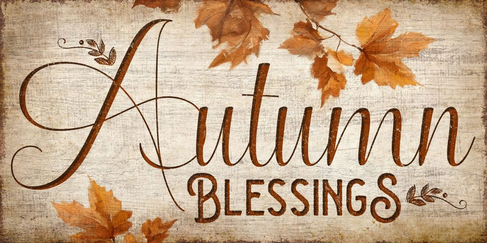 Autumn Blessings Wood Style Farm Sign Wall Art