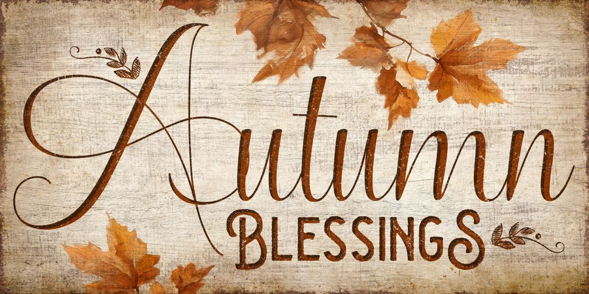 Autumn Blessings Wood Style Farm Sign Wall Art