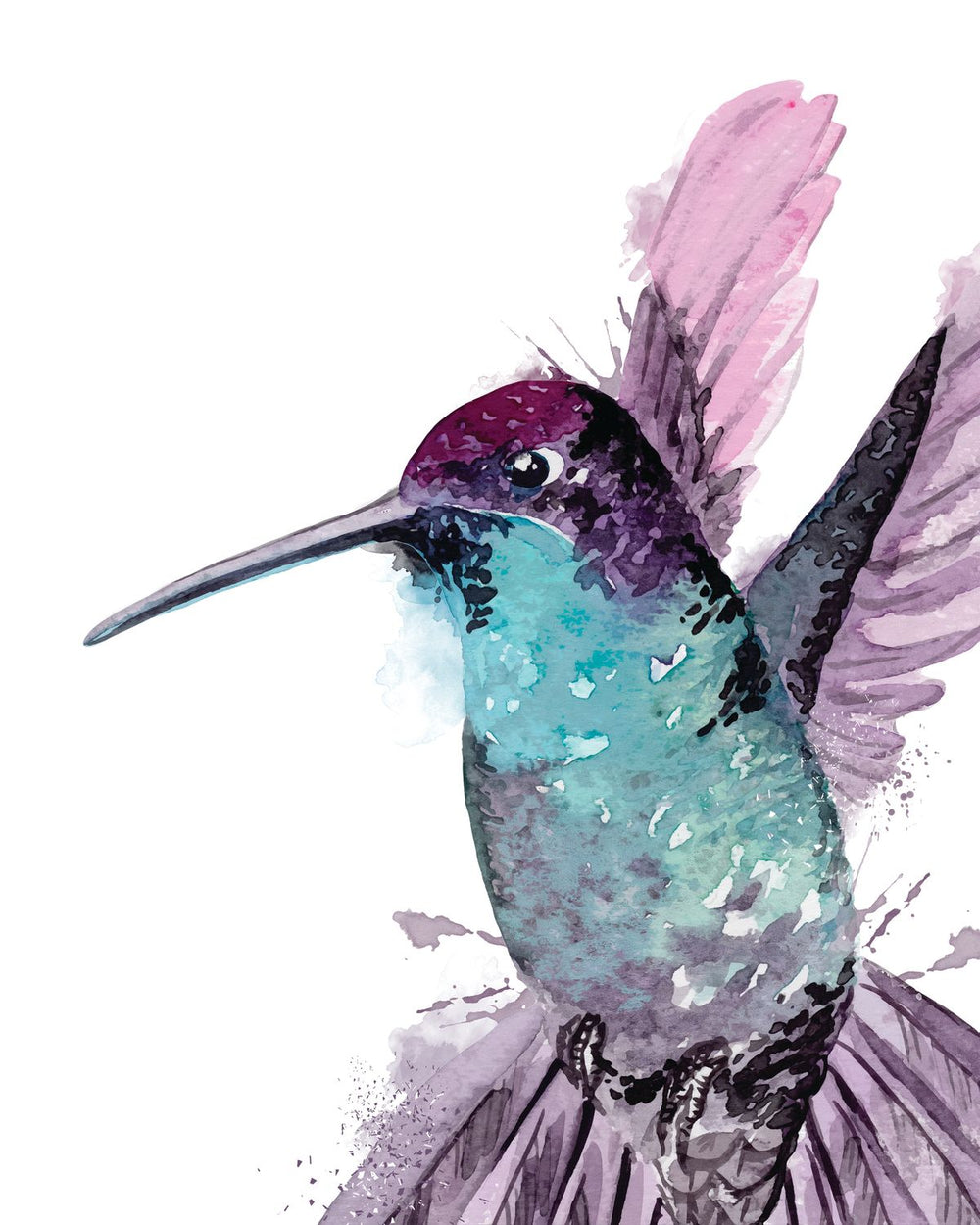Flying Hummingbird Watercolor Splash