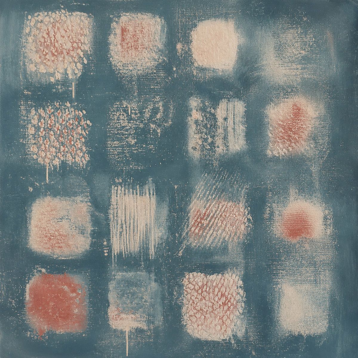 Textured Grid Study in Blue and Blush