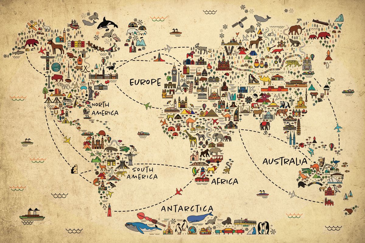 Iconic Maps Iconic Attractions World Map – Pineapple Licensing