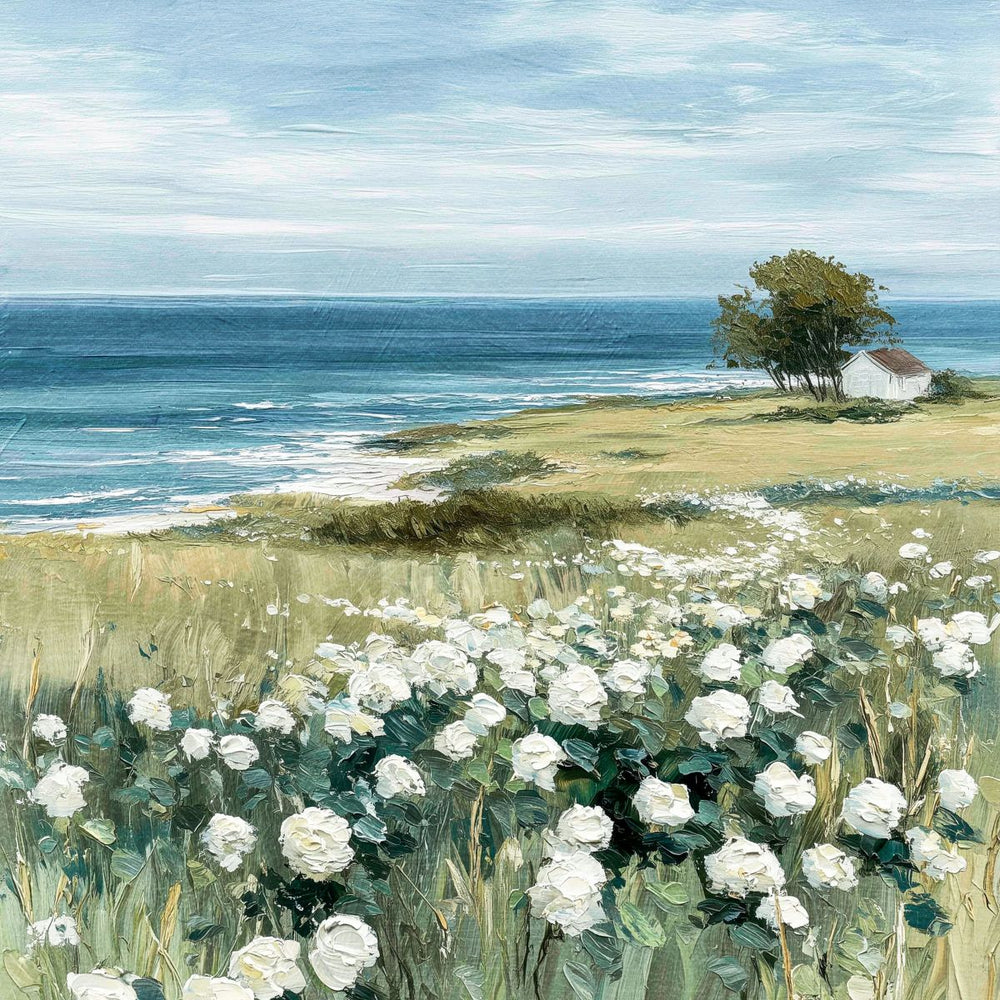 White Roses by the Seaside Cottage
