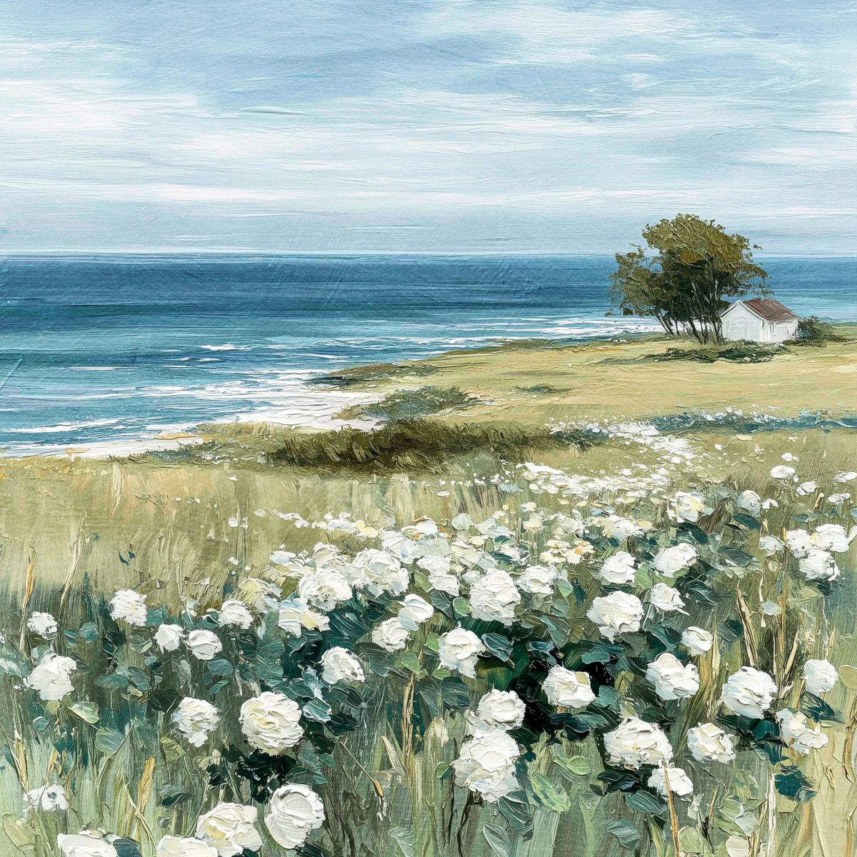 White Roses by the Seaside Cottage