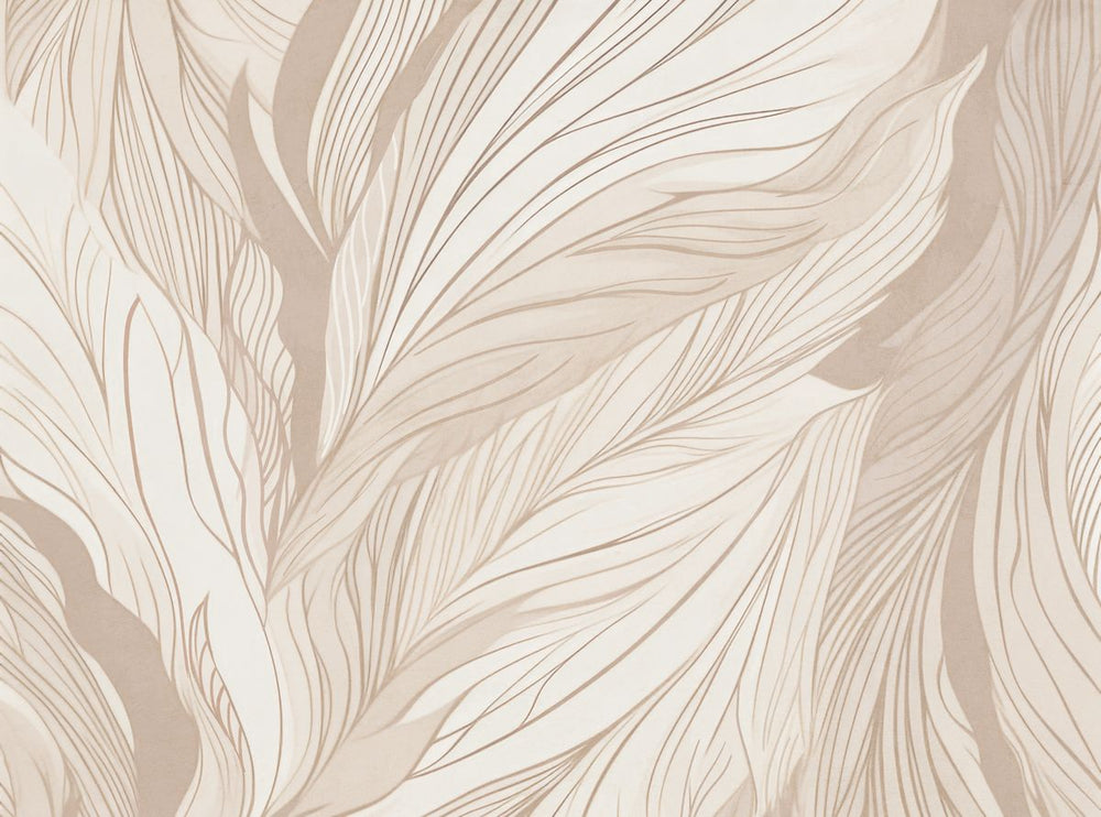 Abstract Beige Leaves Diptych