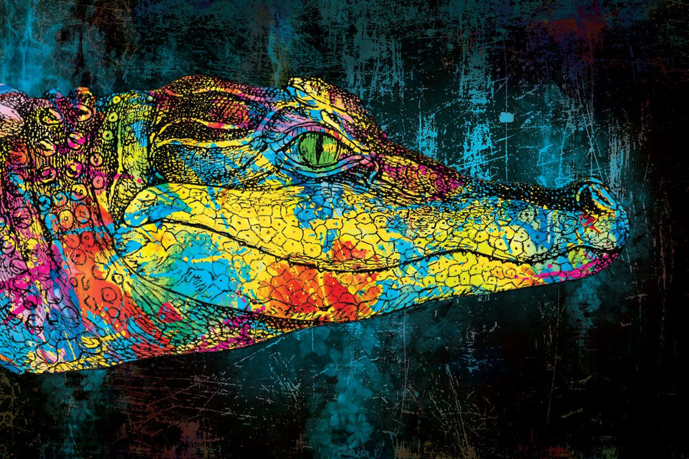 Crocodile In Grunge Colors